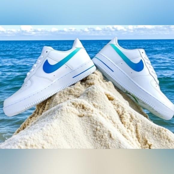Hand Painted Beach Wave Custom Air Force 1 Sneakers - Etsy Custom Nike Air Force 1 \'07 Hand-Painted Blue Wave Design  Unique One of a Kind